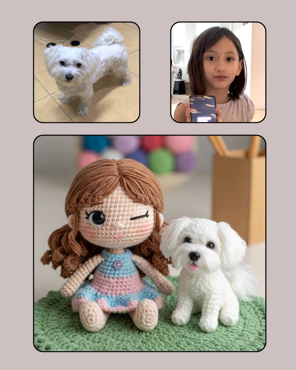 Yarn Doll-Style Portrait -  20" x 30" (50 x 76 cm)